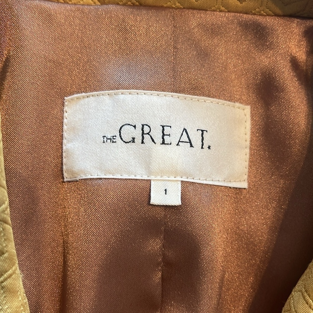 NWT The Great The Blazer Jacquard Suit Jacket Size S 4-6 Mustard Yellow Chevron - Picture 8 of 13
